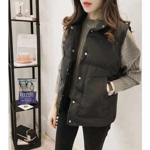 Spring autumn women vest solid color turtleneck pink black white padded puffer korean