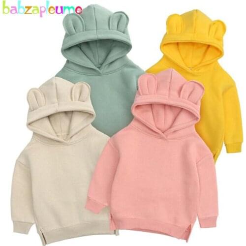 Spring Top Fall Baby Boys Girls Clothes Korean Cute Warm Fleece Hooded Long Sleeve Toddler Hoodies For Kids Sweatshirt BC2026-1
