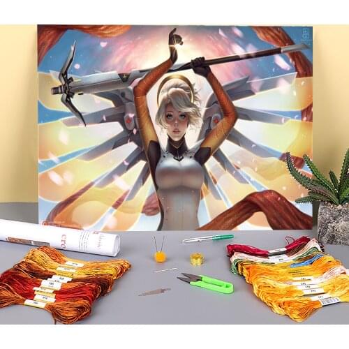 Cartoon Girl Woman Printed 11CT Cross-Stitch Complete Kit Embroidery DMC Threads Handmade Craft Hobby Handiwork Room Gift