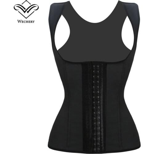 Wechery Latex Corset Bodice Corsets and Bustiers Steel Boned Rubber Latex Waist Trainer Slimming Sheath Corselet Plus Size S-6XL