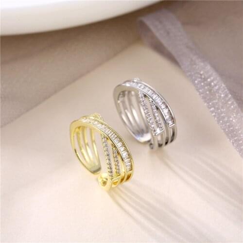 YJGS New Unique Ladies Minimalist Ring Wedding Shiny Cubic Zircon High Quality Female Ring Jewelry