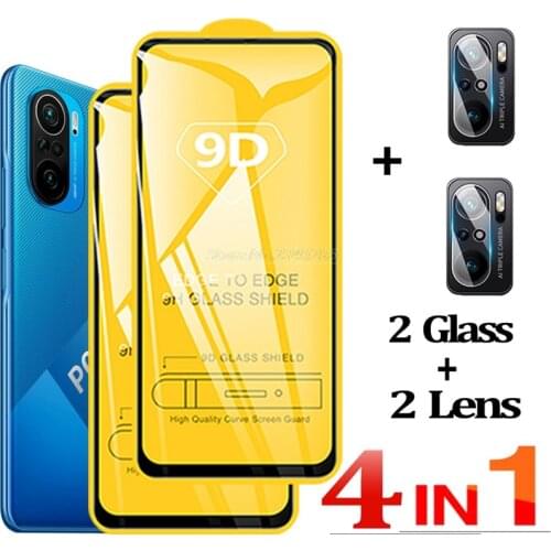 2Pcs For Xiaomi Poco M3 Pro 5G Tempered Glass for Xiaomi Poco M3 F2 Pro X3 NFC F3 Glass Film Screen Protector HD Camera Len Film
