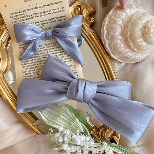 Korean Styles Barrette Bow Fashion Double-layer Lace Hair Clips For Woman Headdress Tulle Solid Color Hairpins Hair Accessories