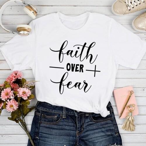 T-shirts Women Faith Letters Casual Clothing 90s Fashion Aesthetic Tshirt Top Lady Stylish Sexy Print Clothes Tee T-Shirt