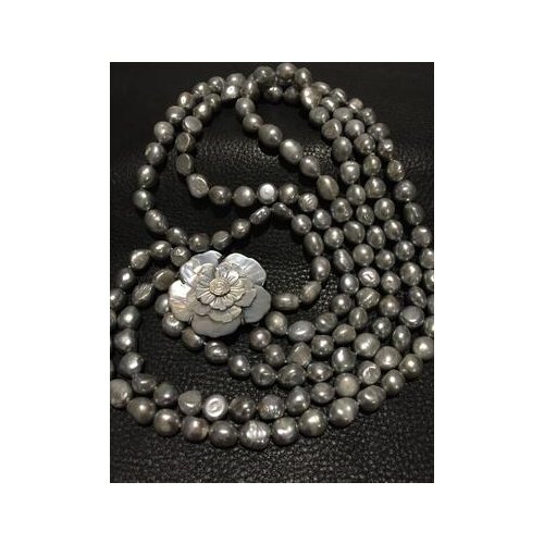 Triangle pearl necklace with shell flower lock fashion women jewelry 10-11MM natural gem/stone/coral/opal Earringsgirl Wedding