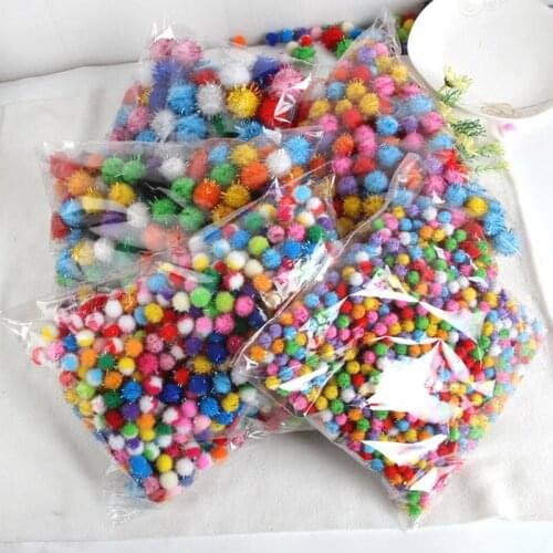 10/15/20/25/30mm Mix Color Glitter Tinsel Pom Pom DIY Doll Craft Sparkly Pompom Balls Wedding Christmas Scrapbook Decoration 20g