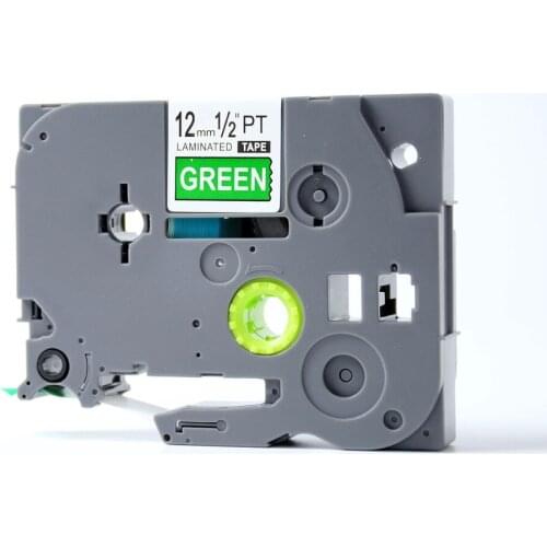 12mm compatible for brother tze-735 White on Green P touch tz label tape TZ735 TZ-735 TZe735 label cartridge