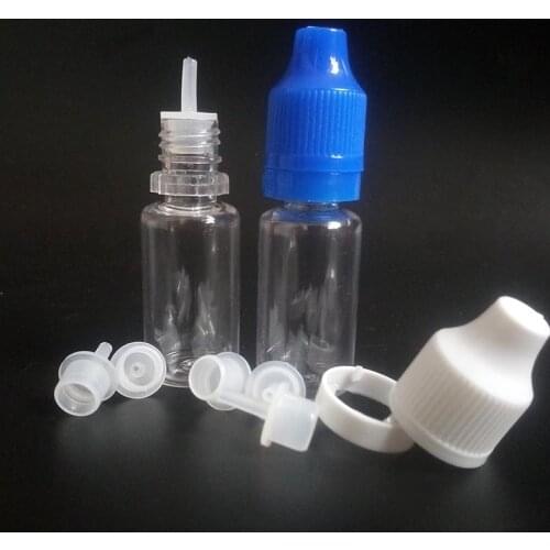 2000pcs PET Dropper Bottles With Tamper Evident Caps Thin Tips 10ML E liquid Bottles Clear Plastic Empty Bottles