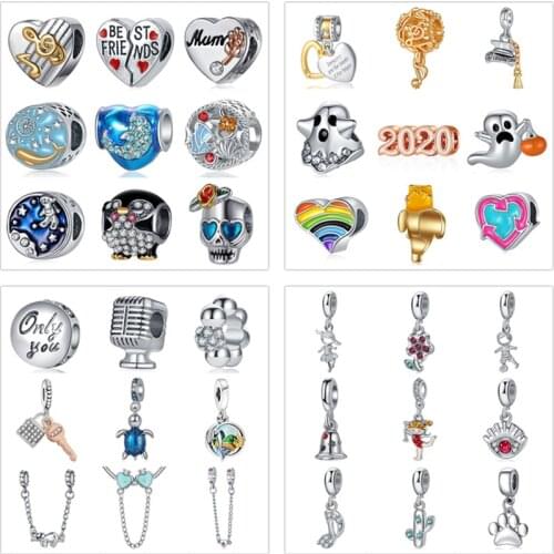 2020 New Enamel Ghost Rainbow Water Droplets Hearts Charms Beads Fit Pandora Bracelets & Bangles for Women DIY Pendants Jewelry