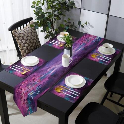 Butterfly Abstract Purple Background Table Runner Placemats Set Country Wedding Table Decoration for Kitchen Home Dining Holiday