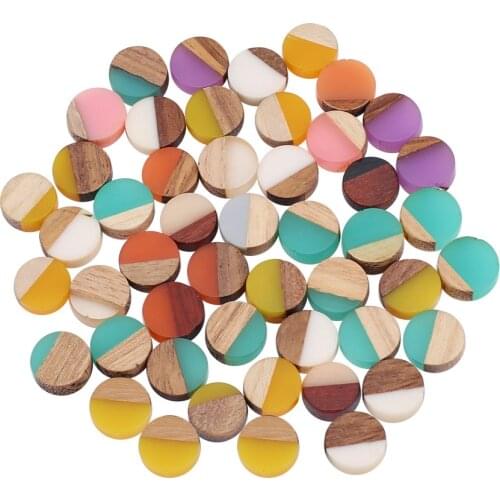 DIY Ornament Accessories Resin Wood Patch Flat round Geometric Vintage Necklace Earrings Handmade Ingredients jewelry making
