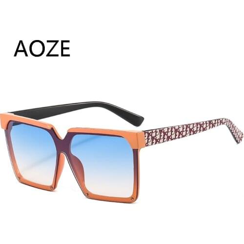 AOZE 2021 Trend Square Sunglasses Women Vintage Oversized Sun Glasses Men Brand Designer Fashion Outdoor UV400 Colored Glasses