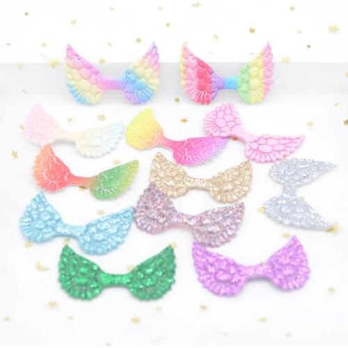 20Pcs 50*33mm Glitter Powders Iridescence Angel Wing Appliques Colorful Cupid Wing Fairy Wing for DIY Toy Headwear Bow Decor H43