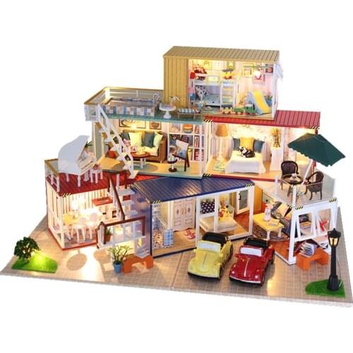 DIY Japanese Villa Wooden Dollhouse Miniature Furniture With LED Kits Architecture Doll Houses Assemble Toys Children Gift Casa