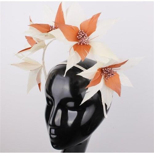 Elegant Wedding Hair Fascinator Accessories Headband Bridal Party Show Headwear Fancy Feather Flower Hair Accessories XMF410