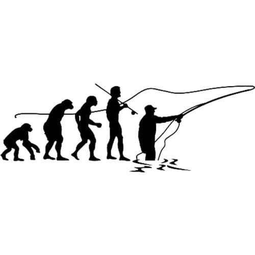 Fly Fishing Evolutionary Fashion High-end Decorative Decal Personalized Car Stickers Sunscreen Waterproof Black/white,17cm*6cm