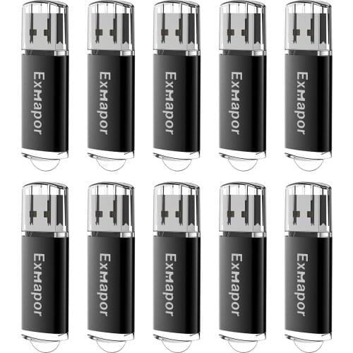 Exmapor 8GB USB2.0 Flash Drive Swivel Bulk 10PCS 4GB Thumb Drives Memory Stick 2GB Jump Drive Zip Drive with Led Indicator,Black