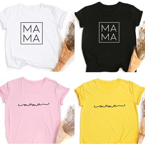 Women Tshirt Mama Square Print Casual Mom Life Mothers Day Harajuku Shirt Aesthetic Korean Female Clothing Vintage Tops Hipster