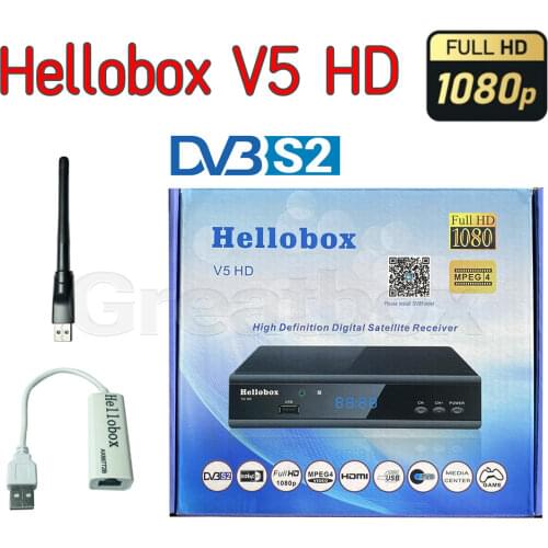 Hellobox V5 HD Digital Satellite Receiver Autoroll Powervu Biss support cline newcamd scam USB WiFi DVB-S2 Set Top Box