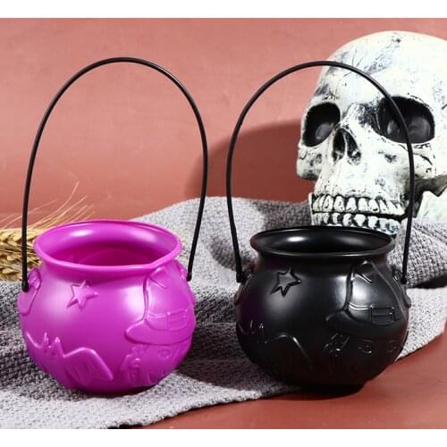 Halloween Candy Buckets Pumpkin Witch Candy Holder Pot Kids Trick Party Cauldron