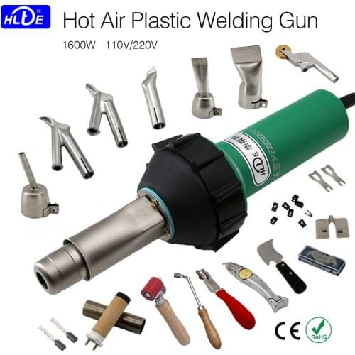 HLTE 1600W Plastic Hot Air Welding Gun Heat Gun Welder Temperature Adjustable 5mm round welding tip with brass penny roller