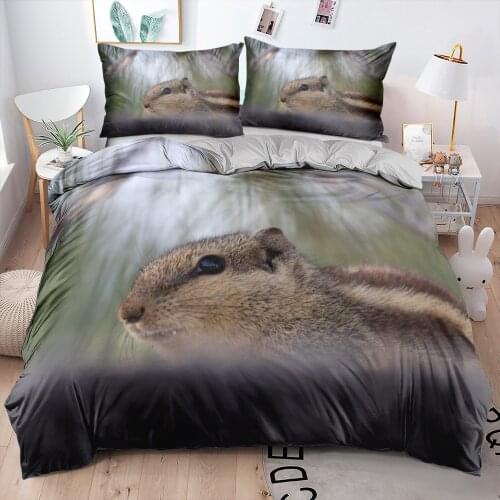 3D Animal Bedding Sets Comforter Covers Set Pillow Shames Full Twin Single Double Size Squirrel Gray Custom Design Home Textile