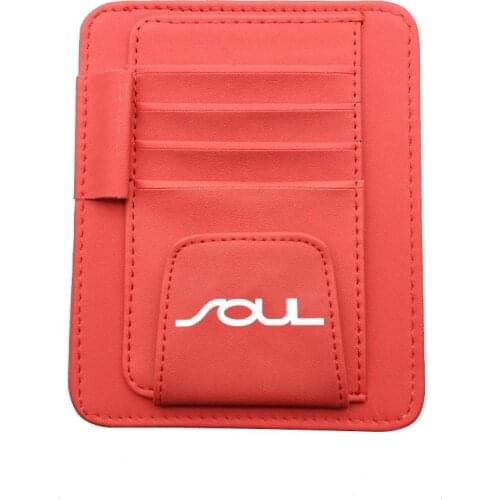 Sun Visor Multifunction PU Leather Car Card Package Holder Glasses Holder Pen Organizer Auto Accessories for Kia Soul