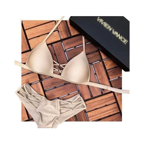 Summer Womens Swimsuit Quick Sell Solid Color Hard Bag Sexy Bikini