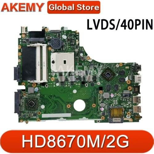 X550DP Mainboard REV2.0 For ASUS X550DP X750DP X550 X550D K550DP Laptop Motherboard LVDS/40PIN HD8670M/2GB