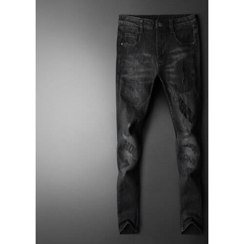 Mens Jeans 2021 New Fashion Embroidery Jeans Luxury High Quality Skinny Jeans Men Erkek Jean Pantolon Black Designer Jeans