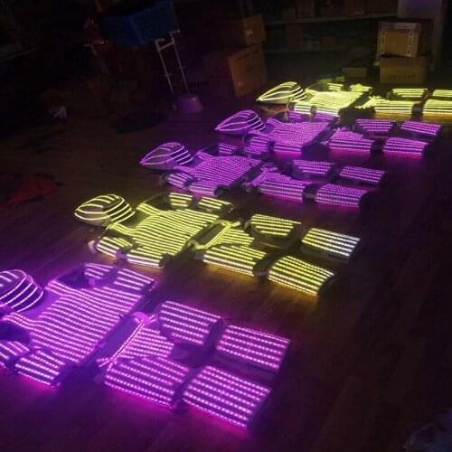 M24 Colorful led robot men suit RGB lighted stage led costumes armor dance outfits performance helmet glowing clothe dj dress ds