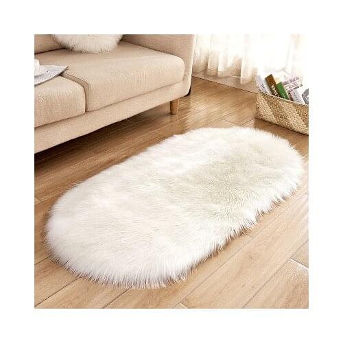 Soft Faux Fur Area Rug Carpets Living Room Long Plush Oval Carpet Artificial Wool Sheepskin Shaggy Rugs Floor Mat For Bedroom