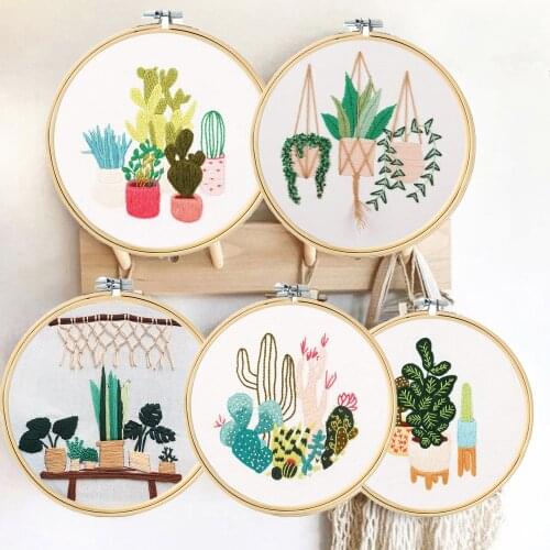 Beginner Embroidery Kit With Embroidery Frame Flowers Pattern Embroidery Cloth Color Threads Tools Kit For Cross Stitch Kit
