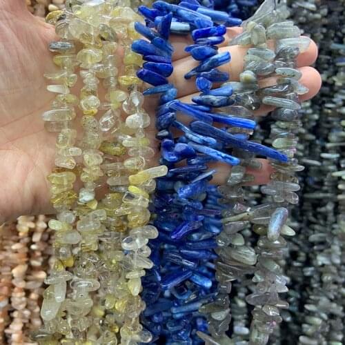 Natural Rutilated Kyanite Labradorite Stone Beads 15'' Stick Spike DIY Loose Beads For Jewelry Making Beads Women Men Necklace