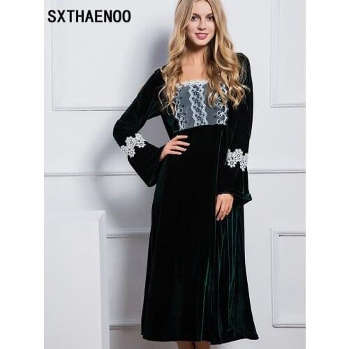 SXTHAENOO Autumn Winter Velvet Thickened Nightdress Warm Palace Princess French Women Sexy Nightwear Elegant Home Dess Clothes