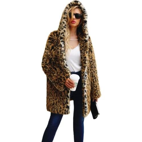 Autumn faux mink leather jacket womens Hooded leopard print fur leather coat women slim jackets jaqueta de couro fashion