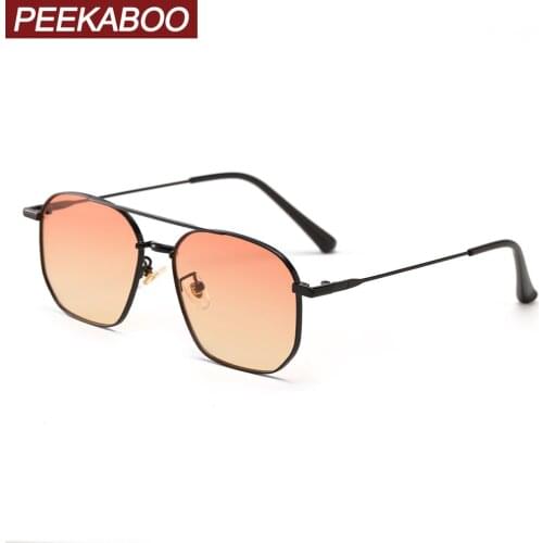 Peekaboo male square frame sunglasess for women uv400 2022 metal frame colorful fashion eyeglasses for men double bridge