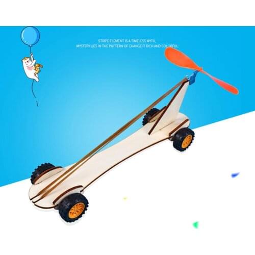 Rubber Band Power Car DIY Educational Science Kits Kids Experiment Fun Physics Toys STEM School Project Gift Wood