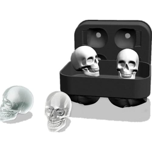 3D Skull Silicone Ice Cube Tray Mold Chocolate Jelly Mould Baking Tools Halloween Gift