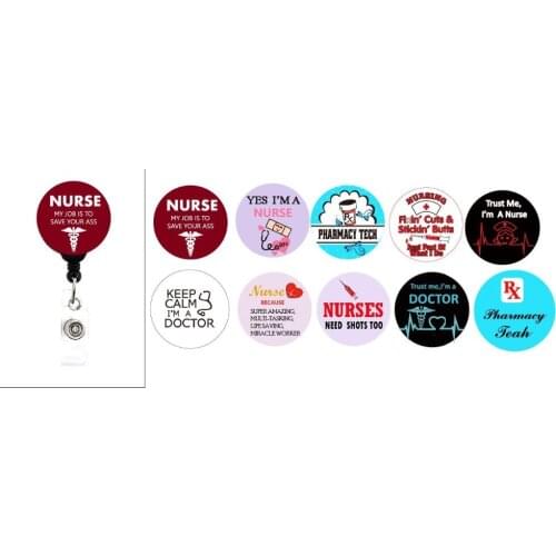 Sorted NURSE Retractable Badge Reel 10pcs/lot