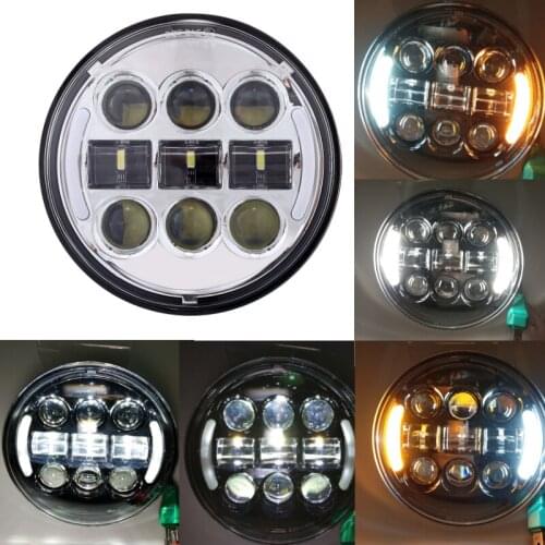 5.75" Inch LED Projector Headlight with White DRL Amber Turn Signal For Honda Shadow Aero Phantom VLX 600 750 VT 1100