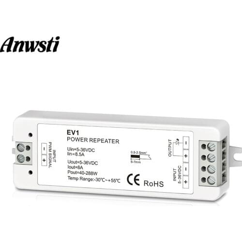 LED Amplifier 12V 5V 24V 36V DC 1CH EV1 Single Color LED Strip Light Constant Voltage PWM Power Repeater Amplifier Work with V1