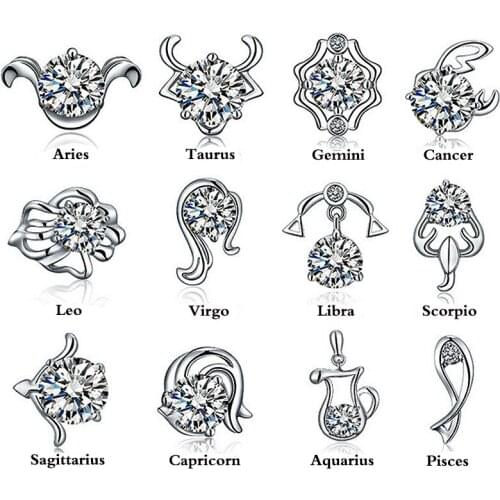 Todorova Lucky 12 Constellation Stud Earrings Sparkly Zirconia Star Zodiac Sign Earrings for Women Girls Birthday Gift