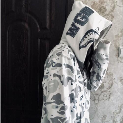 Sweatshirt Ladies Casual Streetwear Hip Hop Polyester Spring and Autumn Hoodie Ladies Hooded Zipper Print Sweatshirt Shark