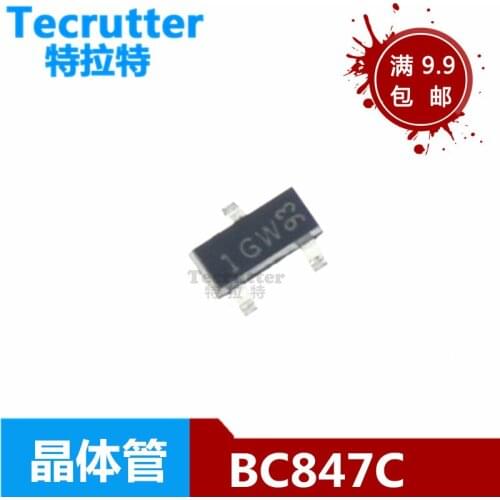 100pcs 100mA PCs/Lot Bc847c 1GW SOT-23 45V/Pn Triode