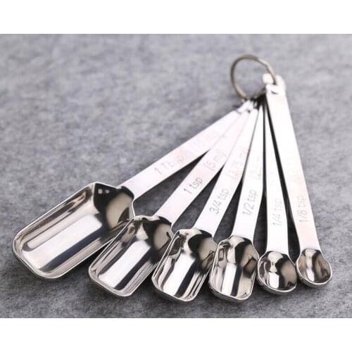 Narrow Spice Measuring Spoons Nesting Set Of 6 Stainless Steel New