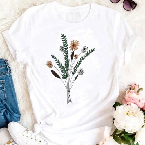Women Summer Flower Aesthetic Watercolor Clothing Cartoon Female Tshirts Fashion Clothes Graphic T Top Lady Print Tee T-Shirt