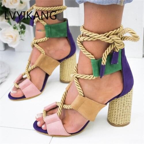 2019 Summer Espadrilles Women Sandals High Heel Pointed Mouth Sandals Hemp Sandal High Heels Open Toe Shoes Woman
