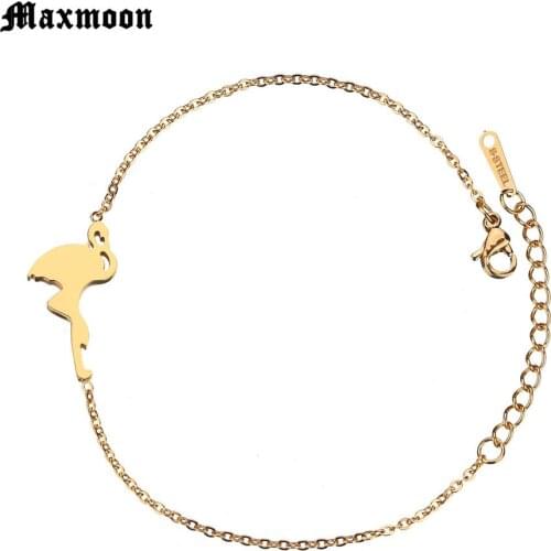Maxmoon Simple Jewelry Bird Flamingo Crane Bracelet For Women Stainless Steel Cute Animal Bracelets Drop Shipping