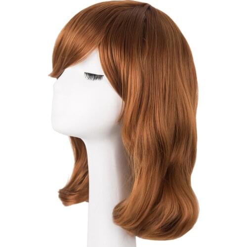 Yellow Blonde Wig Fei-Show Synthetic Heat Resistant Medium Wavy Hair Costume Cosplay Carnival Halloween Party Women Hairpiece